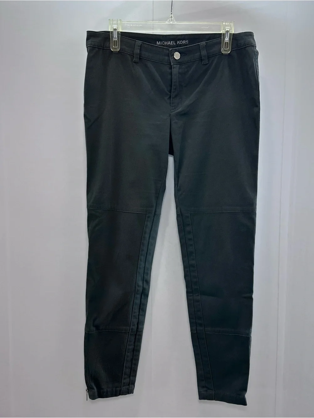 Michael Kors Womens Gray Moto Design Pants Size 6 Ankle Zippers Stretch Cotton
